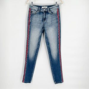 KanCan Skinny Jeans Red Stripes Medium Wash Women’s Size 26